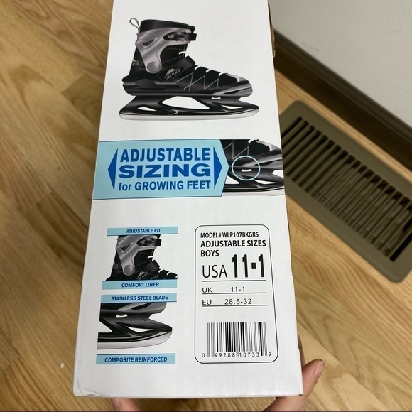 Lake Placid Ice Skates NEW Sz 11-1 Adjustable Youth Kids Gray Black - Picture 5 of 5